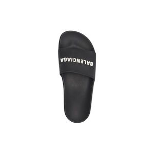 BALENCIAGA WOMEN'S POOL SLIDE SANDAL IN BLACK/WHITE